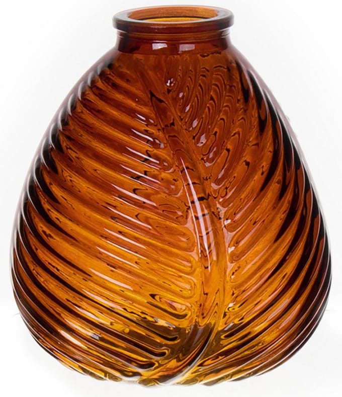Bellatio Design Bloemenvaas - bruin transparant glas - 14 x 16 cm - vaas