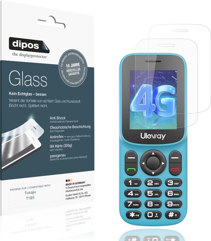 dipos – 2x Matte Pantserfolie geschikt voor Tosaju T185 | 9H Screenprotector