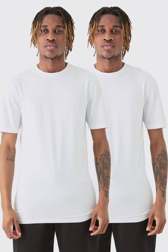 Tall 2 Pack Muscle Fit T-shirt | White | Size Medium