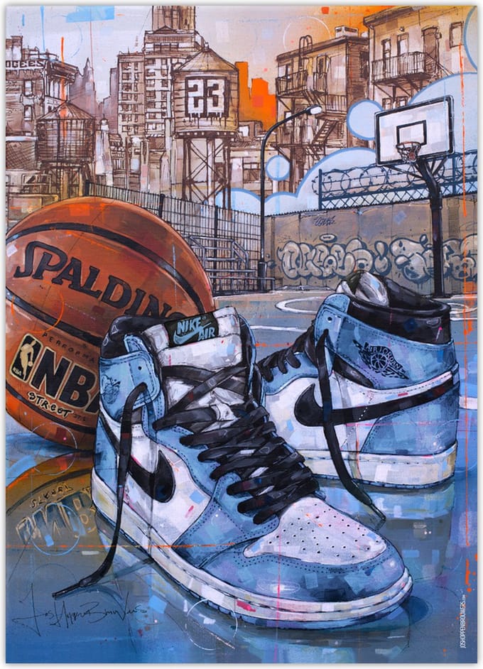 Sneaker poster basketball university blue 50x70 cm