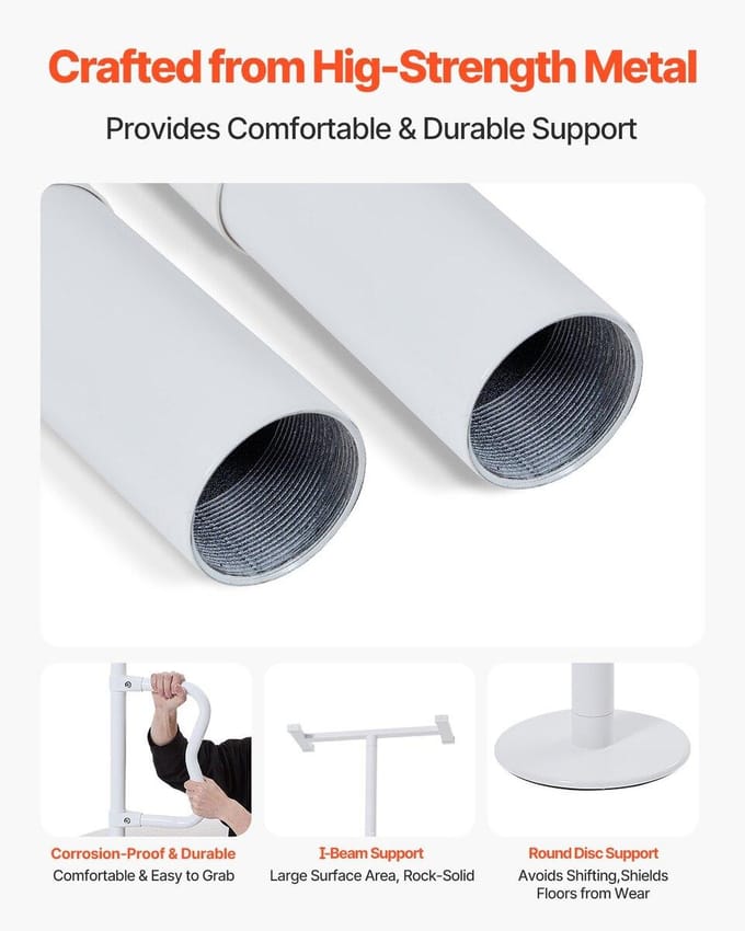 Vloer-tot-Plafond Transferpaal 300 Lbs Capaciteit voor 7-10 Ft Plafonds Wit