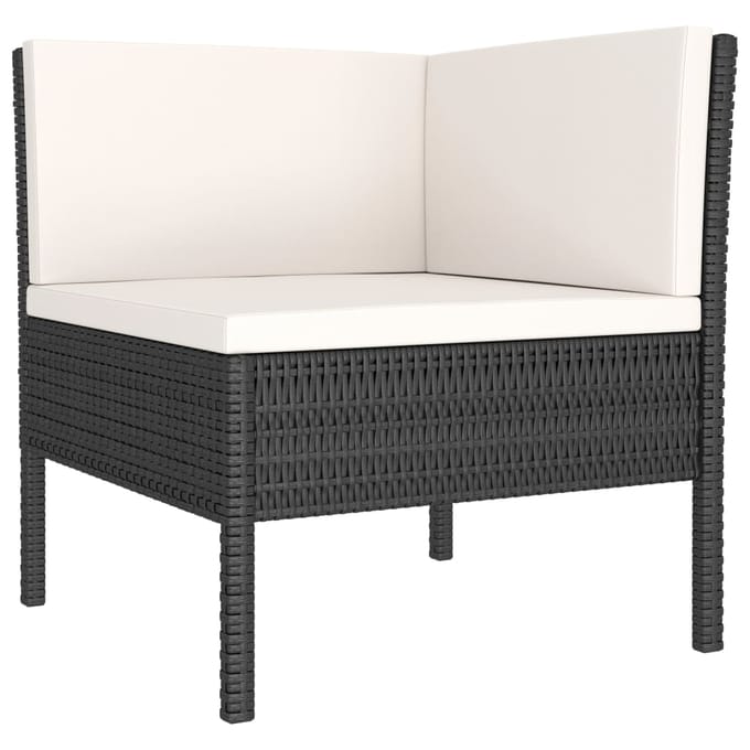 vidaXL - 3-delige - Loungeset - met - kussens - poly - rattan - zwart