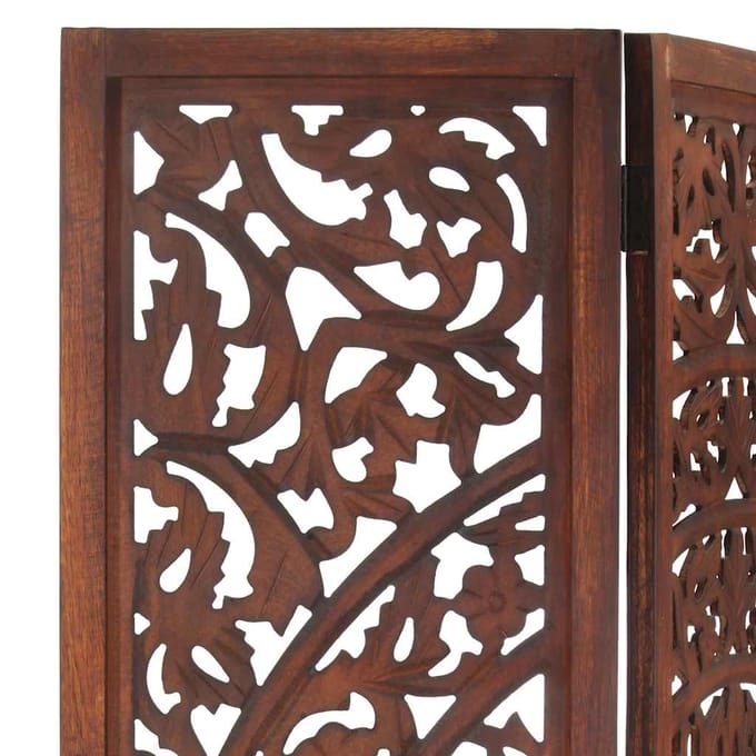 vidaXL - Kamerscherm - 3 - panelen - handgesneden - 120x165 - cm - mangohout - bruin