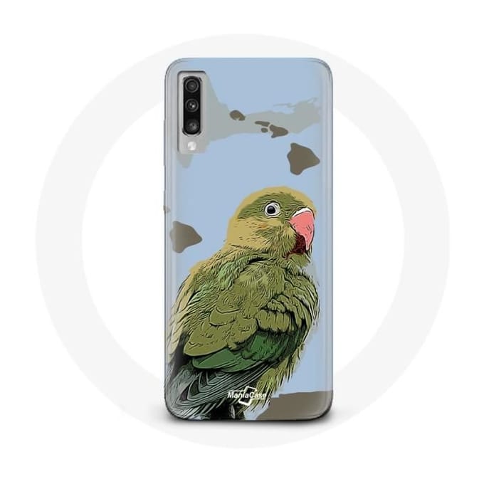 Coque - MANIACASE - Samsung Galaxy A50 - Vert - Souple - Perruches Oiseaux vert