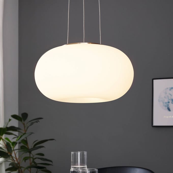 EGLO Optica - Hanglamp - 2 Lichts - Ø350mm. - Nikkel-Mat - Wit