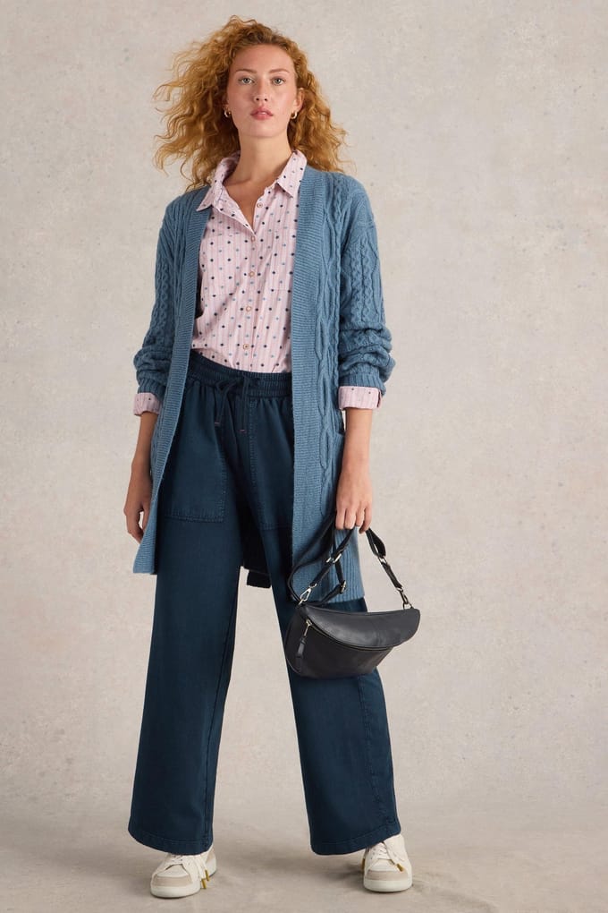 White Stuff Ava Wide Leg Jersey Jogger Mid Denim Größe: 14 REGULAR | Jogginghosen Outlet | Damen | Blau