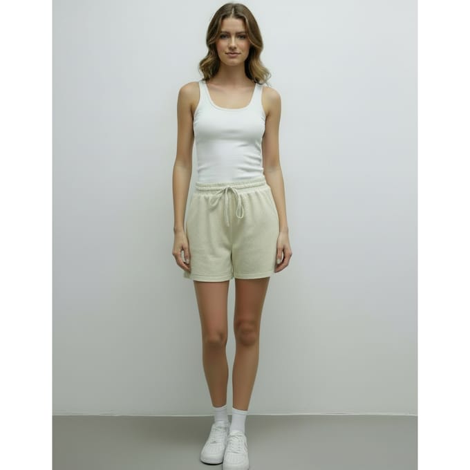 Stenen elastische korte broek met hoge taille
