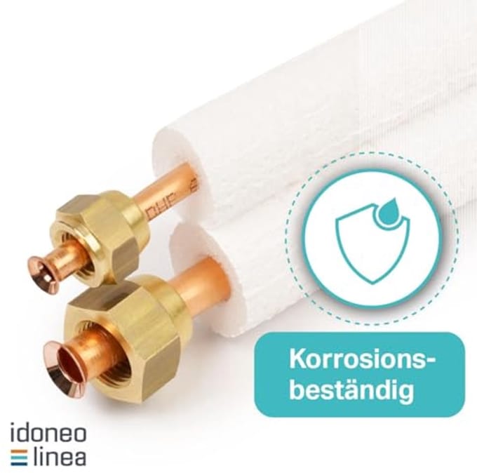 Koelmiddelleiding Montageset - Koperen Buis Isolatie - Airco Installatie - Compleet Geïsoleerd Systeem - 1/4 + 3/8 Inch 14m - Koperkleurig