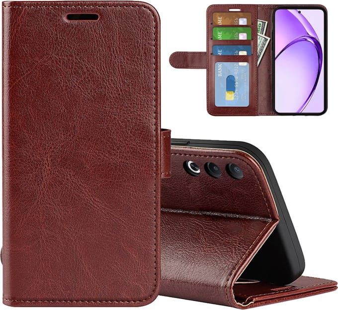 MobyDefend Hoesje - Geschikt voor Oppo A80 5G - Wallet Book Case (Sluiting Achterkant) - Bruin