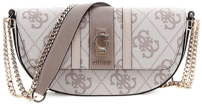 GUESS schoudertas Erenia Convertible Crossbody Flap Dark Taupe Logo wit