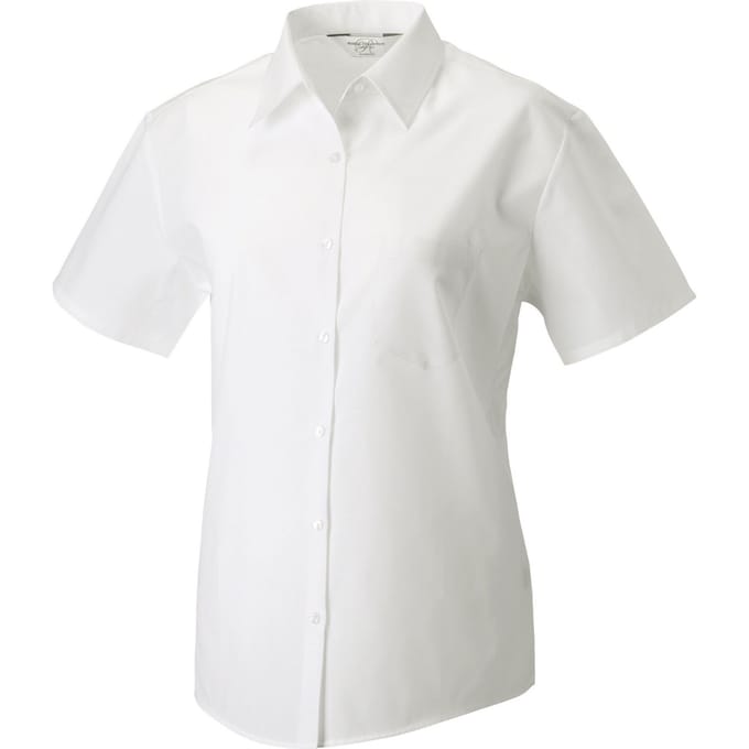 Russell Collection Dames/Dames Poplin Easy-Care Overhemd met Korte Mouwen (Wit)