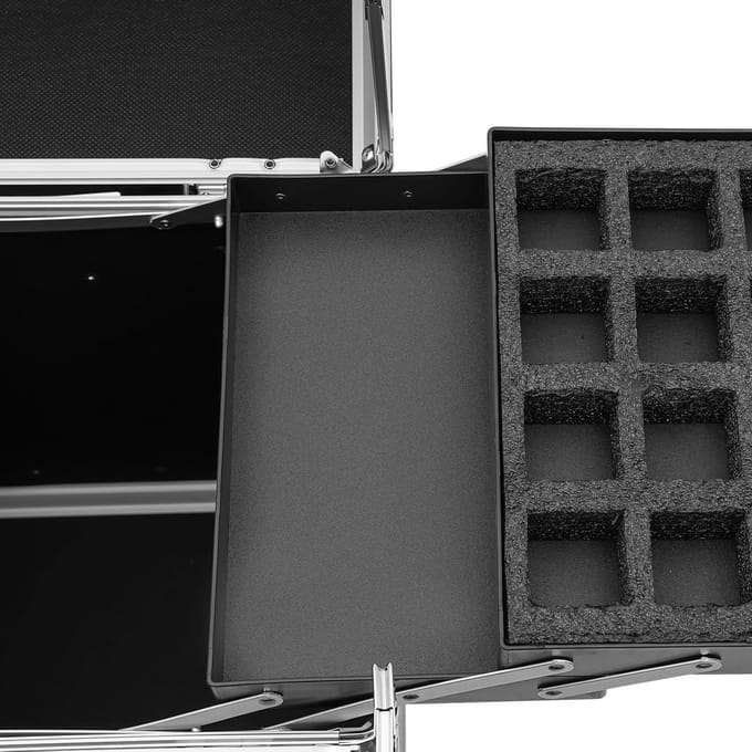 Grote make-up trolley met afsluitbare koffer, 4 afneembare wielen en lade, modern design