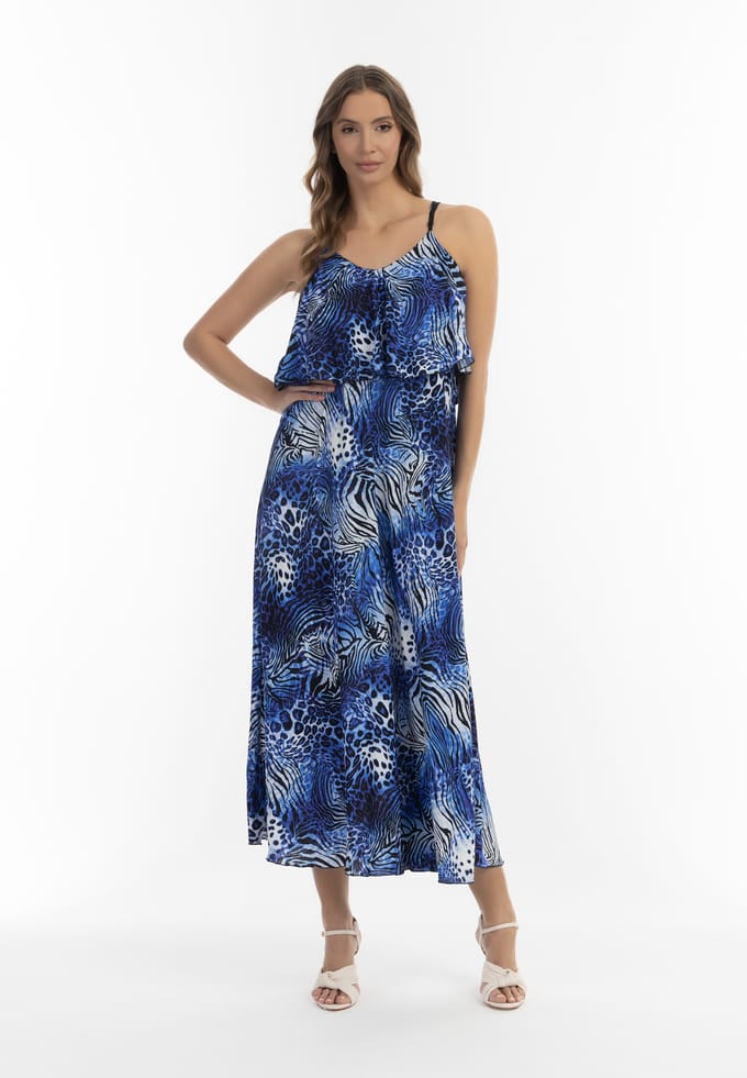 Faina Maxi-jurk met dierenprint Dames KONING BLAUW