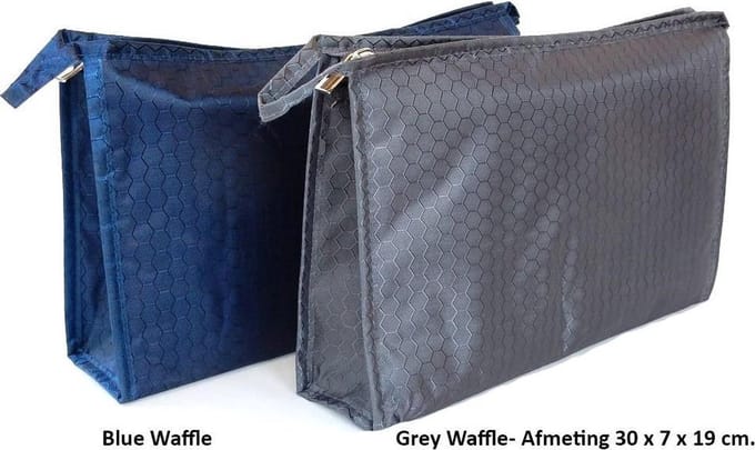 Rojafit - Toilettas - Groot - Grey Waffle - Afmeting 30 x 7 x 19 cm.