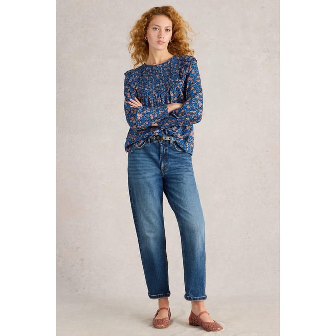 White Stuff Sylvie Top Blue Print Taglia: 6 | Maglie a manica lunga Outlet | Donna | Blu