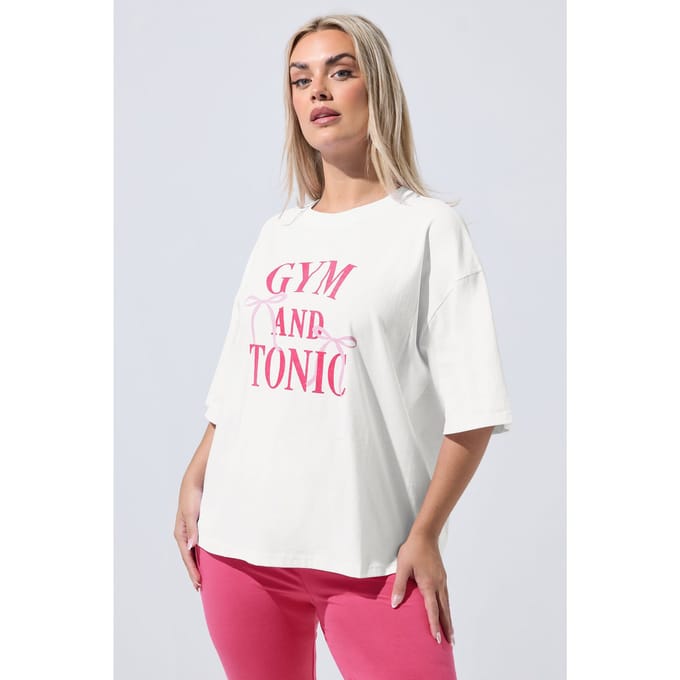 Limited Collection Wit 'Gym And Tonic' Grafisch Boxy Tshirt Size 44