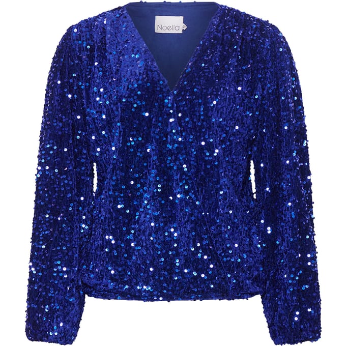 Teagan wikkelblouse in marineblauw