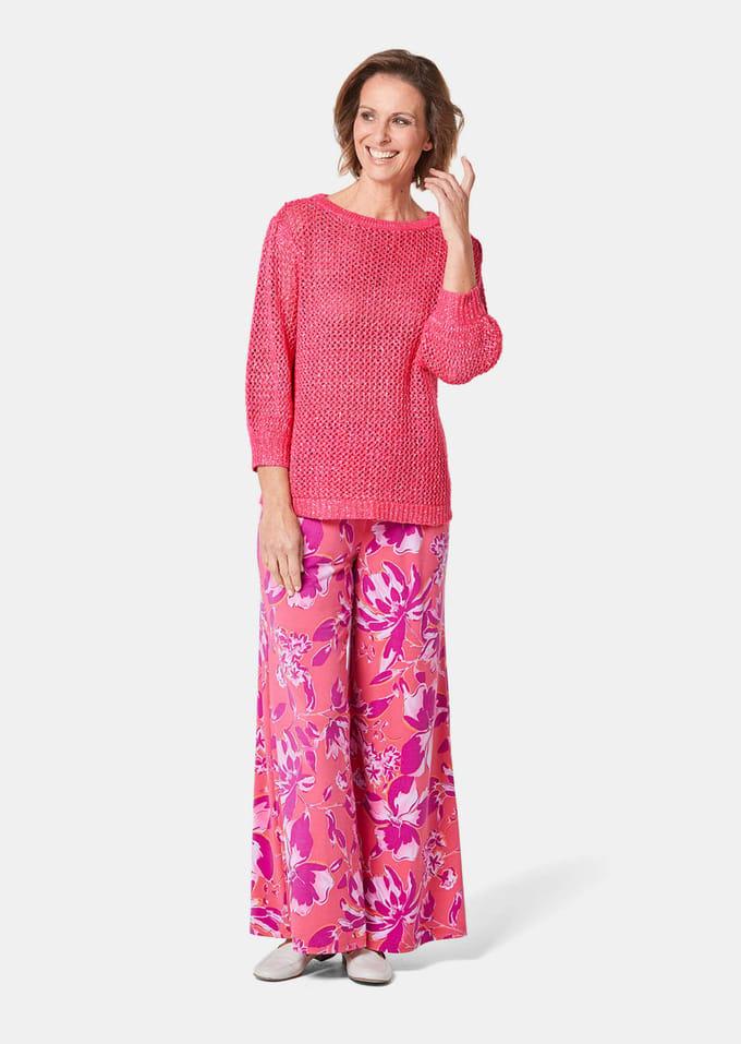 Elegante pullover in netlook met pailletten - roze - Gr. 21 van Goldner Fashion