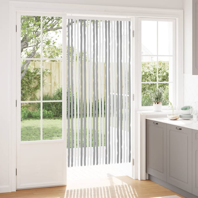 vidaXL - Insecten - Gordijn - Chenille - Grijs - en - wit - 90 - x - 200 - cm - 100% - PP