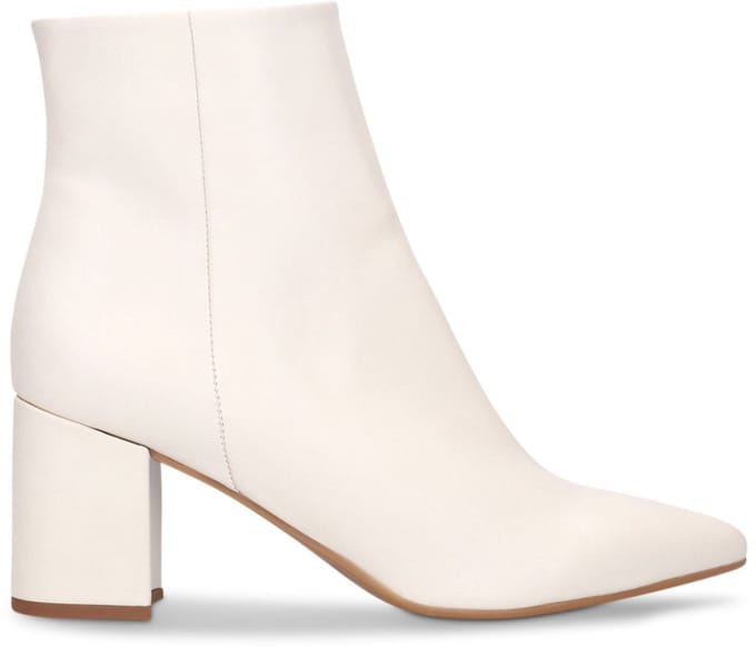 Manfield - Dames - Witte leren enkellaarsjes met hak - Maat 36