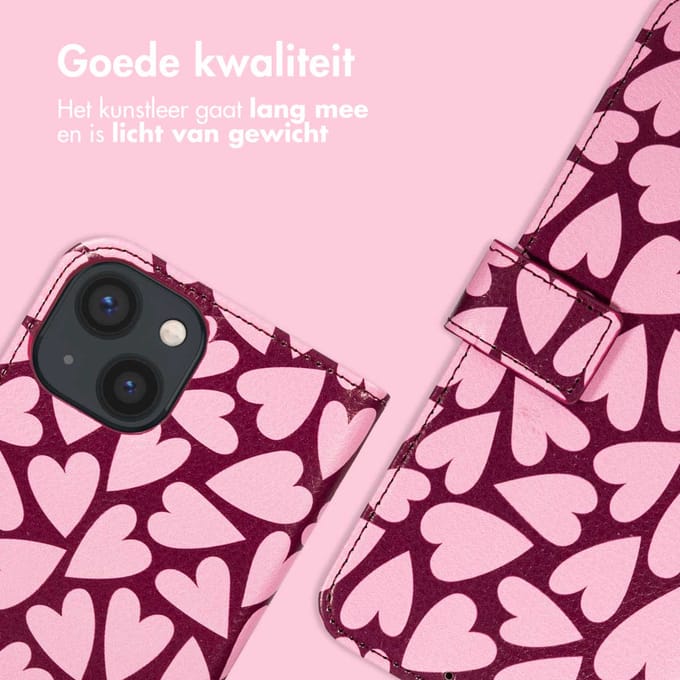 imoshion Hoesje - Geschikt voor Apple iPhone 14 - Design Bookcase smartphone - Hearty Blush