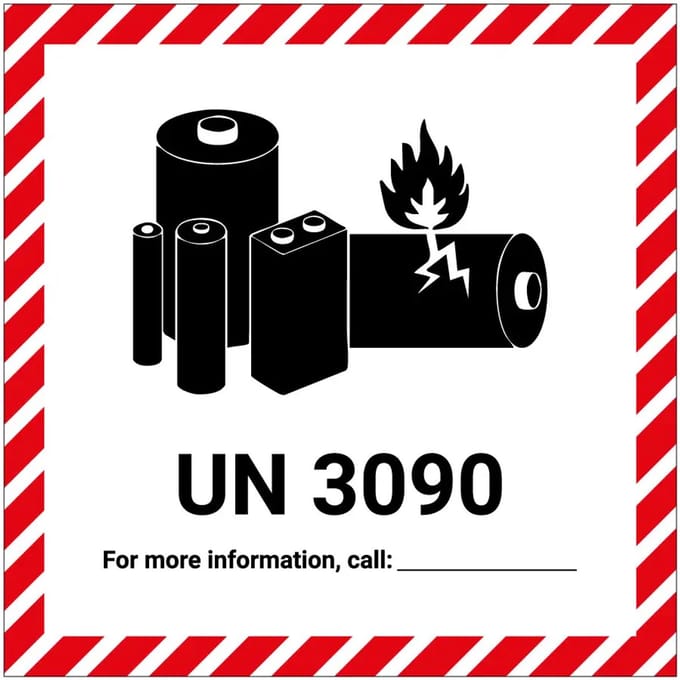 UN 3090 batterij sticker | 30 x 30 cm