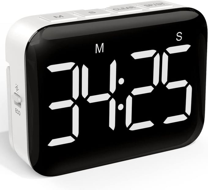 Digitale Keukentimer met Groot LED-display - Magnetisch, Instelbare Helderheid en Geluid - Stopwatch en Timer voor Kinderen en Ouderen