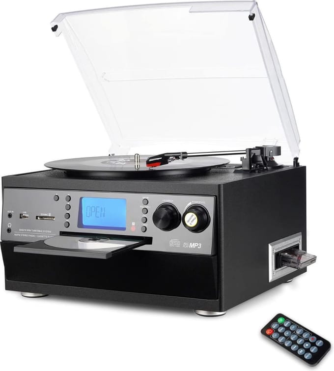 Platenspeler Bluetooth met Speakers - CD Speler - LPS Vinyl - Retro - Zwart