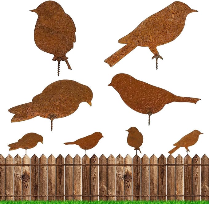Roestvogels Vogeldecoratie - Set van 4 stuks