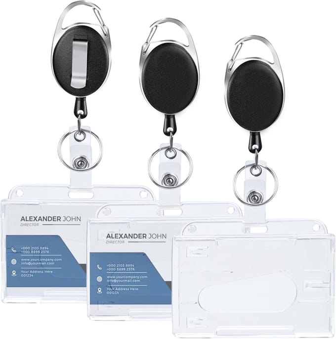 Set van 3 Uitschuifbare Kaarthouders met ID/Badge Houder Transparant