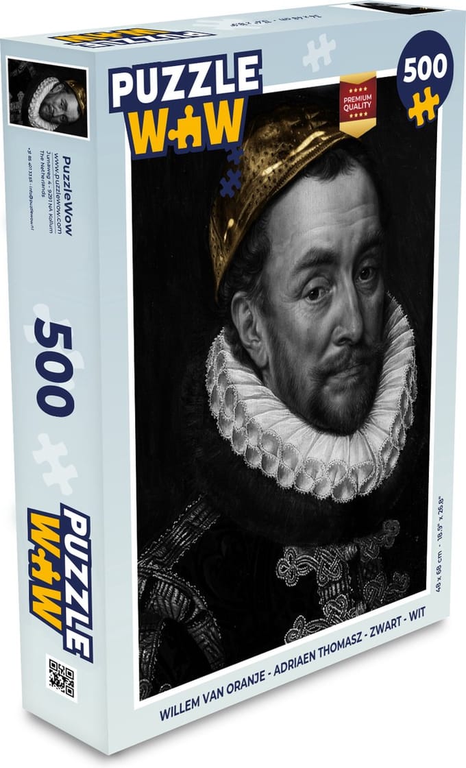 Puzzel Willem van Oranje - Adriaen Thomasz - Zwart - Wit - Legpuzzel - Puzzel 500 stukjes