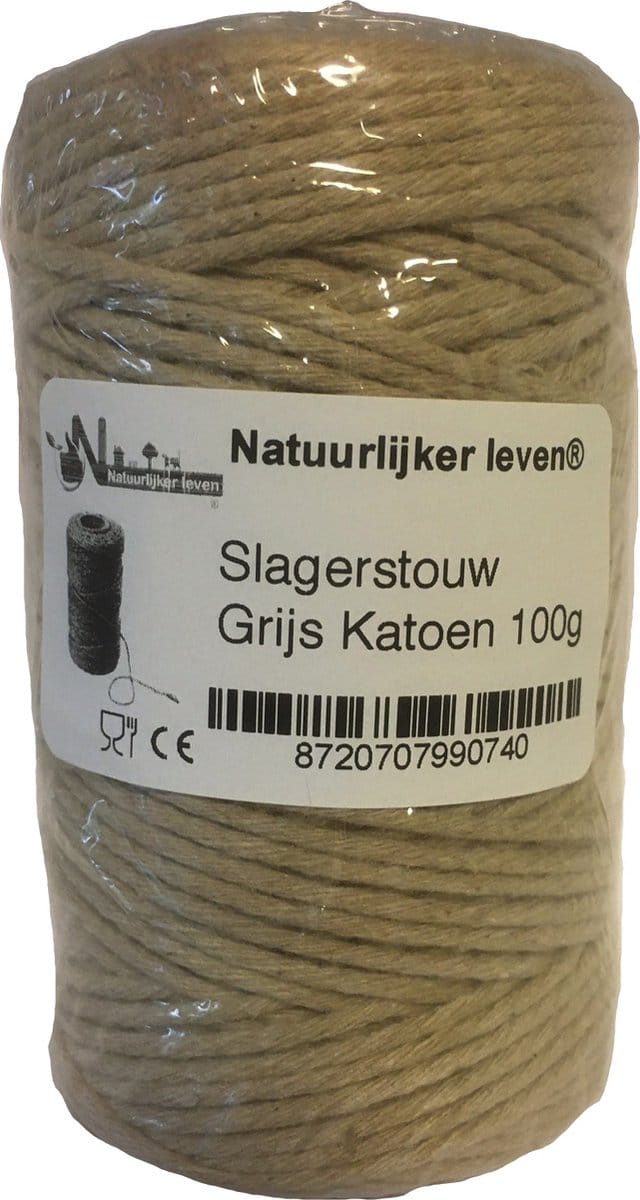 Slagerstouw Grijs Katoen 100g - keukentouw - rolladetouw