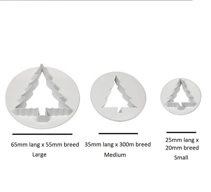 Kunststof uitsteker - kerstboom set van 3 - PME Arts&Crafts