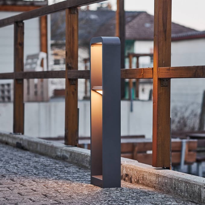 Lindby LED tuinpadverlichting Darko, 80 cm, grijs, metaal, IP54