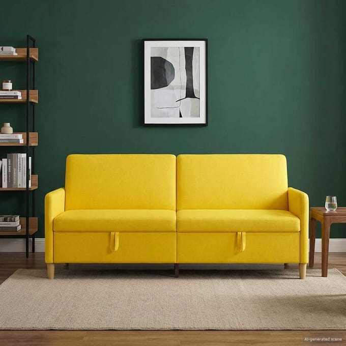 vidaXL - Sofa - met - Opbergruimte - Licht - Geel - 192 - x - 78 - x - 87 - cm - Polyester