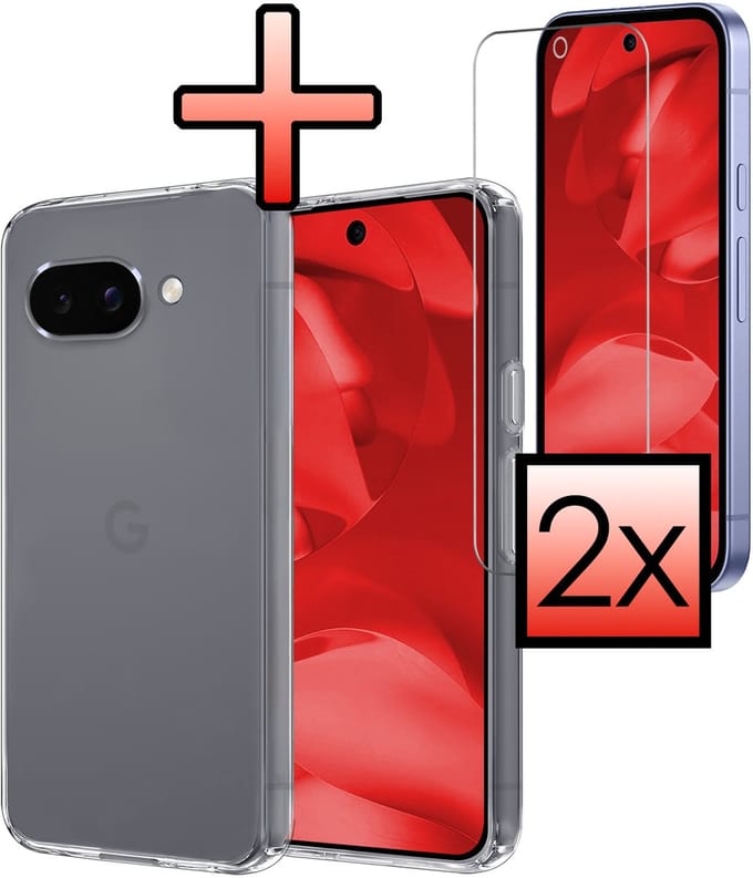 Hoesje - Met 2x Screenprotector - Geschikt voor Google Pixel 9a - Sterk & Shockproof - Back Cover - Siliconen Case - Telefoon Hoes - Transparant