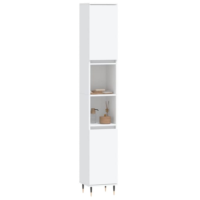 vidaXL - Badkamerkast - 30x30x190 - cm - bewerkt - hout - wit
