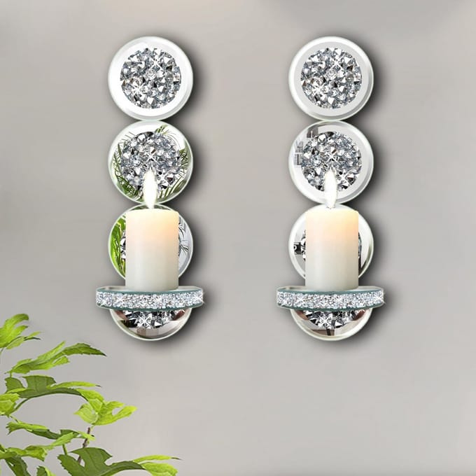 Omgoods - Set van 2 Kristallen Kandelaren voor Muurdecoratie