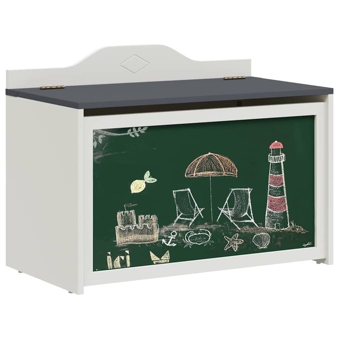 vidaXL - Creatieve - opslag - voor - kinderen - ROROS - Grijs - en - wit - Bewerkt - hout