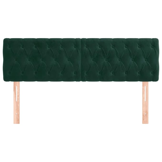 vidaXL - Hoofdborden - 160x7x78/88 - cm - fluweel - donkergroen