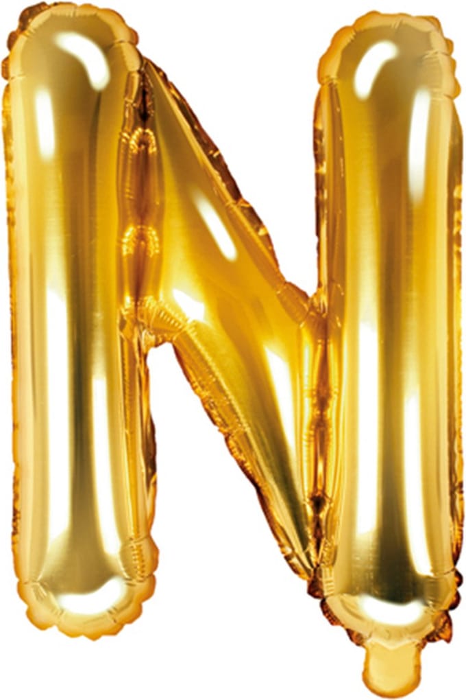 Partydeco - Folieballon Goud Letter N (35 cm)