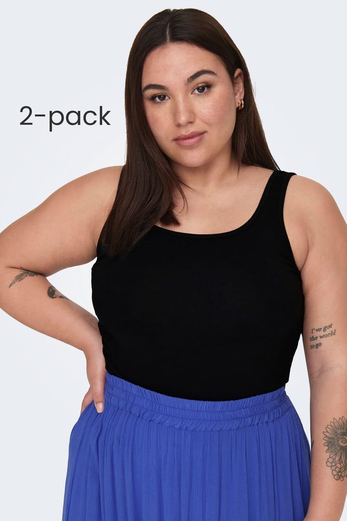ONLY CARMAKOMA - CARTIME TANK TOP 2 PACK NOOS Dames T-shirt