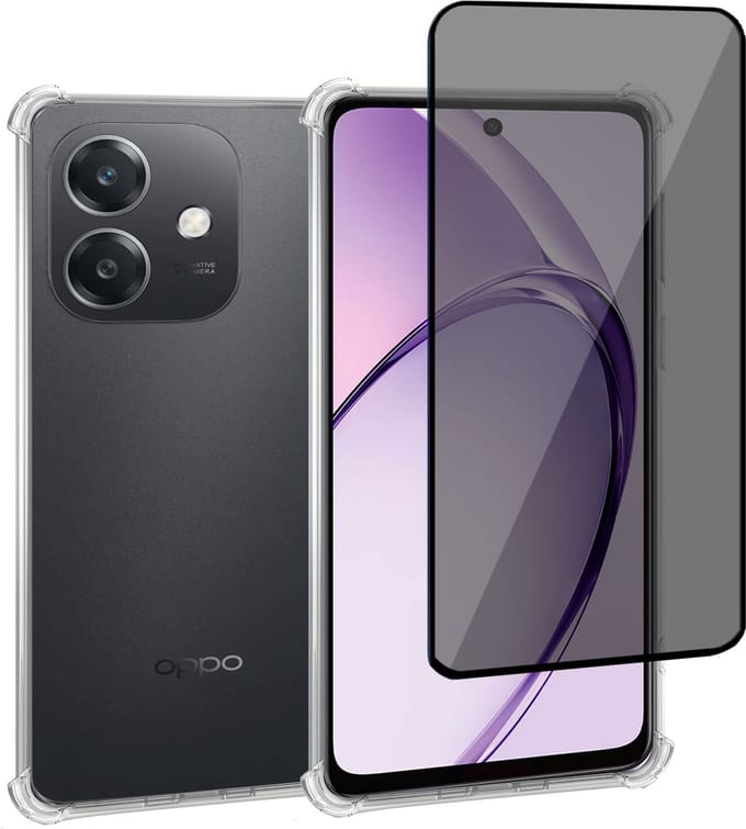 Geschikt voor OPPO A60 4G - Hoesje + 2x Screenprotector – Gehard Glas Cover + Shock Proof Case - Transparant
