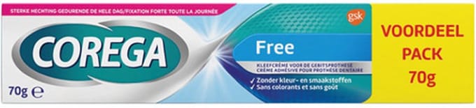 Corega Free Kleefcrème voor gebitsprothese (3 x 70g)