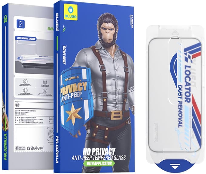 BLUEO Glasfolie - Privacy Screenprotector Geschikt voor iPhone 17 Pro Max / 16 Pro Max - Met Installatie Kit