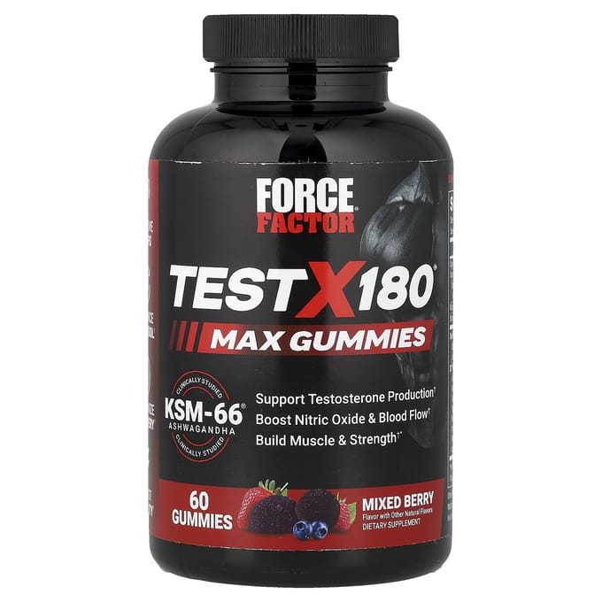 Force Factor, Test X180® Max Gummies, Gemengde Bessen, 60 Gummies