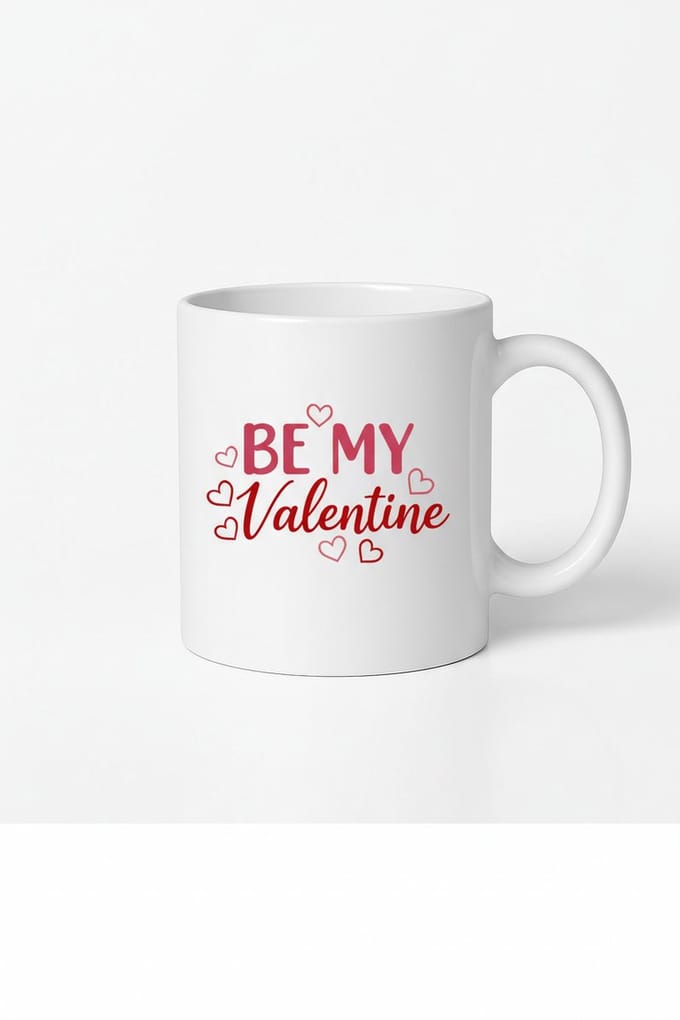 Valentijnsdag Mok "Be My Valentine" met Hartjes - Romantisch Cadeau