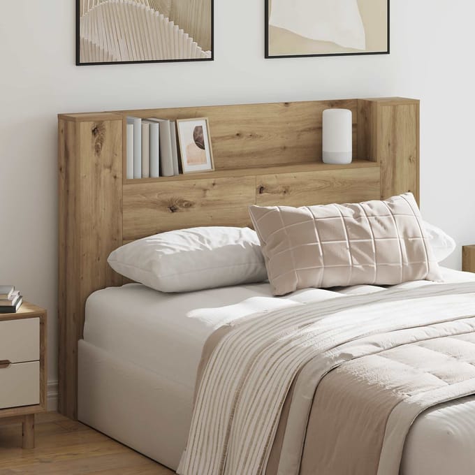 vidaXL - Hoofdeinde - Kast - met - LED - Artisan - Eik - Bewerkt - hout