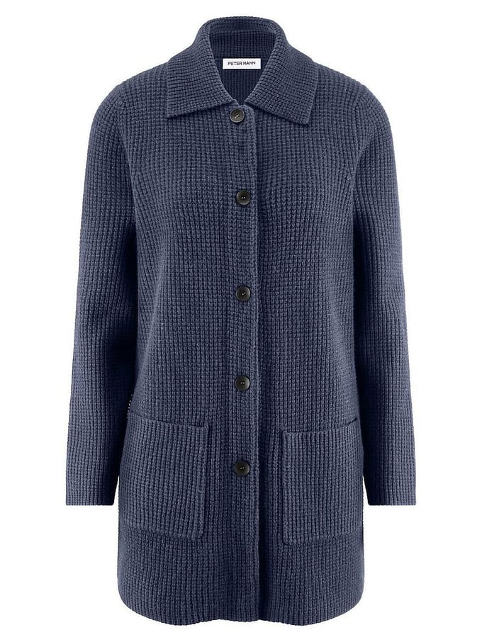 Lang vest in kasjmiermix Van Peter Hahn blauw