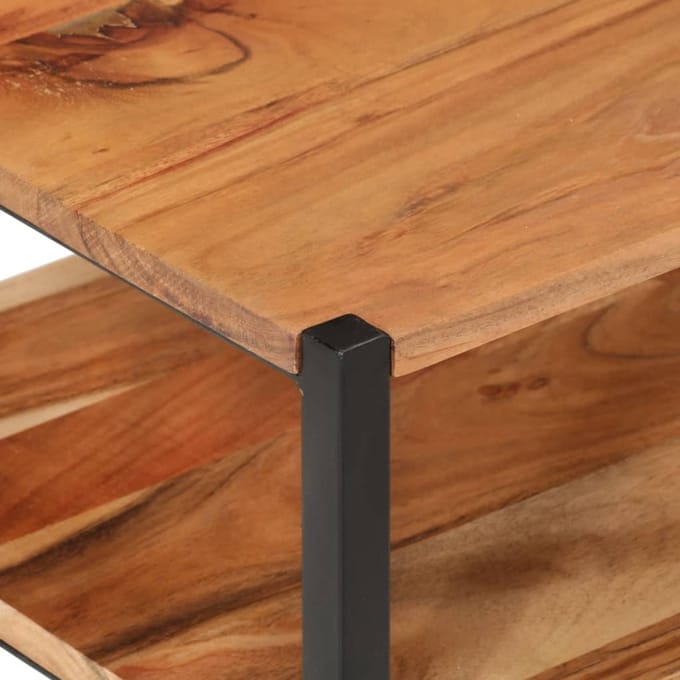 vidaXL - Bijzettafel - 35x35x45 - cm - massief - acaciahout - en - ijzer